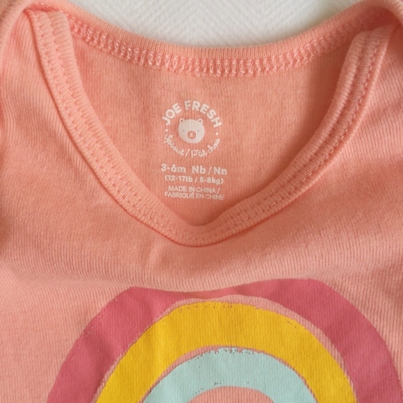 joe fresh peach rainbow comfy cotton romper playsuit 3-6 months baby girl - Picture 3 of 6